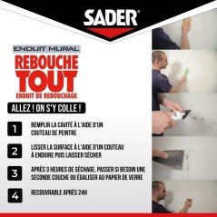 Enduit de rebouchage - SADER - Rebouche Tout - Pret a l'emploi - Trous