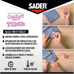 Colle textile - SADER - Tissus et textiles - Ourlets et customisation