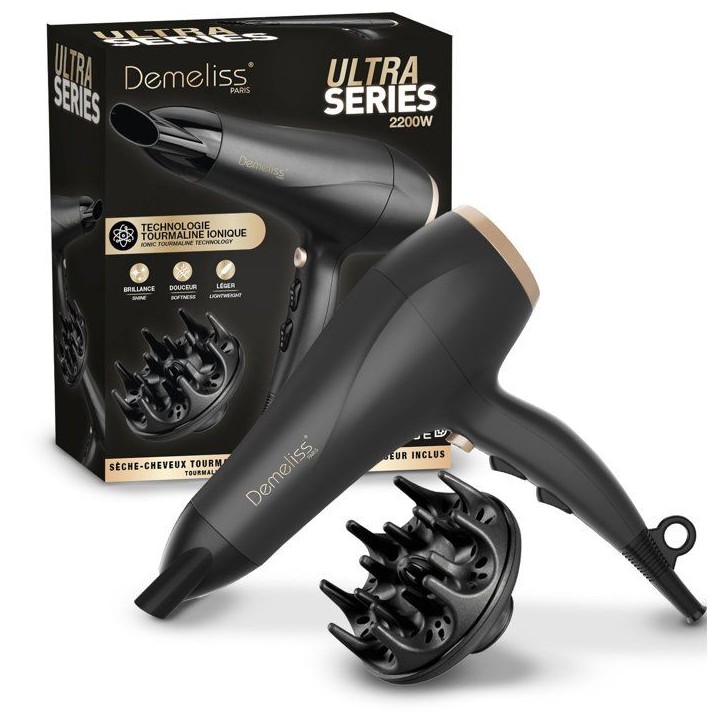 Seche-cheveux - SAINT ALGUE - Demeliss Ultra Series - Diffuseur - 3 températures - 2200 W - Noir Seche-cheveux - SAINT ALGUE - Demeliss Ultra Series - Diffuseur - 3 températures - 2200 W - Noir
