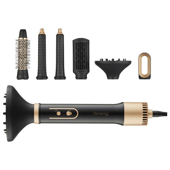 Brosse soufflante 5-en-1 - SAINT ALGUE - Demeliss - 1000 W - 3 températures - Noir / Or Brosse soufflante 5-en-1 - SAINT ALGUE - Demeliss - 1000 W - 3 températures - Noir / Or
