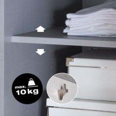 Armoire - Décor graphite et noir - 3 portes coulissantes + 6 tiroirs