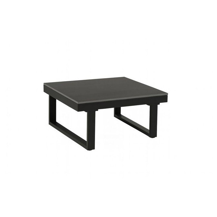 Salon de jardin d'angle 7 places - Aluminium - ALMARA - Canapé d'angle + 2 tabourets + table - Ecru