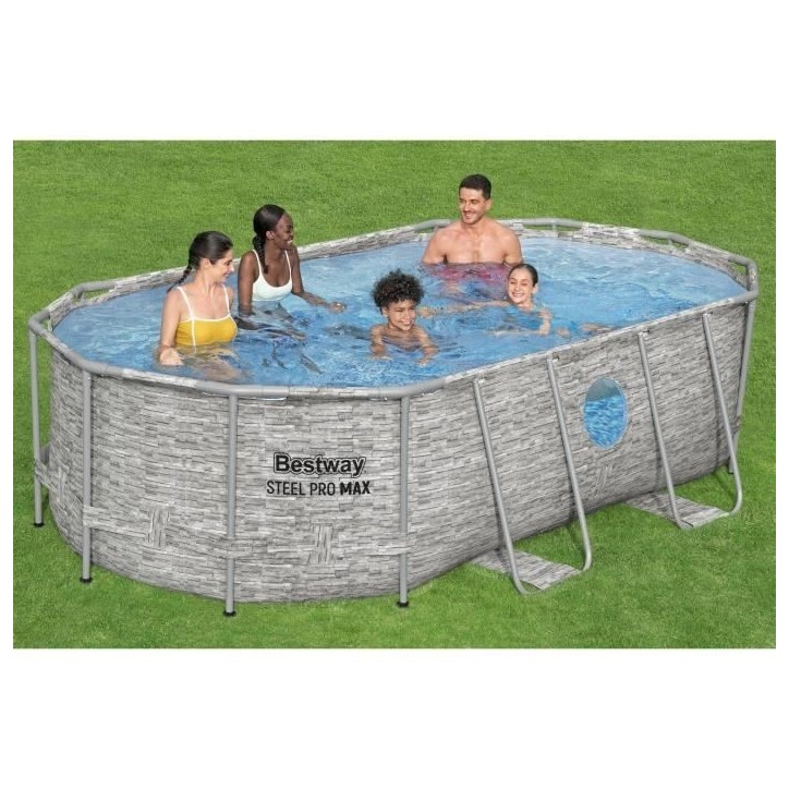 Kit Piscine hors sol tubulaire BESTWAY - Steel Pro MAX™- 427 x 250 x 100 cm - Ovale (Filtre a cartouche, échelle, bâche, 1 c Kit Piscine hors sol tubulaire BESTWAY - Steel Pro MAX™- 427 x 250 x 100 cm - Ovale (Filtre a cartouche, échelle, bâche, 1 c