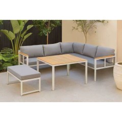 Salon de jardin d'angle 6 personnes - Aluminium - BAIA - canapé d'ang