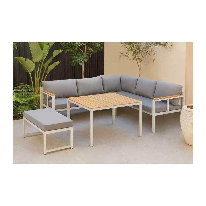 Salon de jardin d'angle 6 personnes - Aluminium - BAIA - canapé d'ang