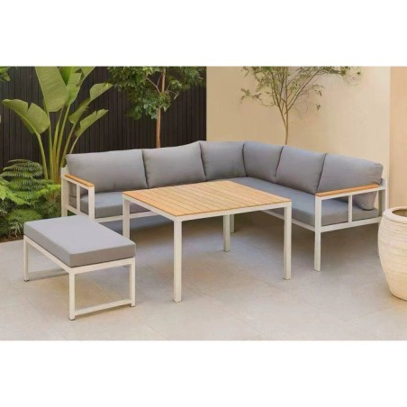Salon de jardin d'angle 6 personnes - Aluminium - BAIA - canapé d'ang