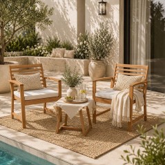 Salon de jardin en bois d'Acacia FSC avec coussins - CALI - 1 table ca