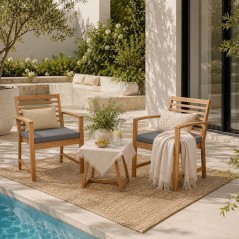 Salon de jardin en bois d'Acacia FSC avec coussins - CALI - 1 table ca