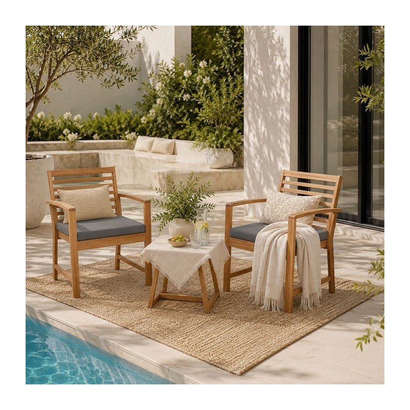 Salon de jardin en bois d'Acacia FSC avec coussins - CALI - 1 table ca