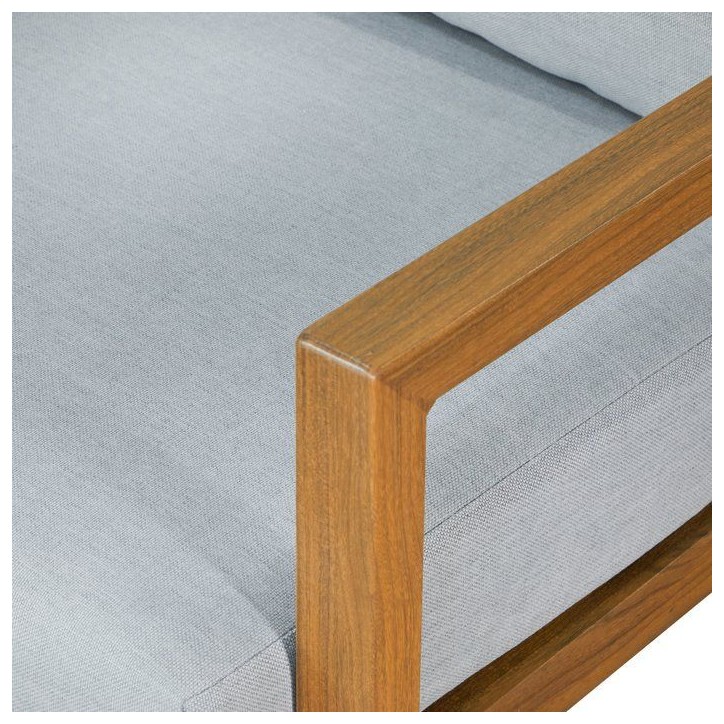 Salon de jardin - CASAIA - Aluminium effet bois - Gris clair - 4 personnes