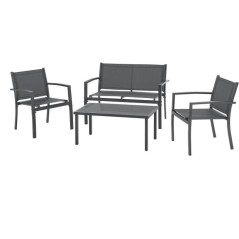 Salon de jardin CEBU - Structure Acier - 4 personnes - Gris