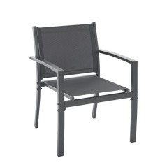 Salon de jardin CEBU - Structure Acier - 4 personnes - Gris