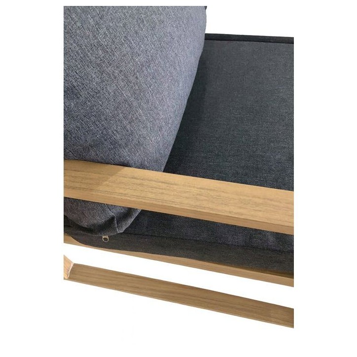 Salon de jardin d'angle - Aluminium effet bois - PUERTOCOR - 5 personnes + table basse Salon de jardin d'angle - Aluminium effet bois - PUERTOCOR - 5 personnes + table basse