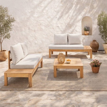 Salon de jardin - SANA - Bois acacia FSC - 1 table basse et 2 canapés
