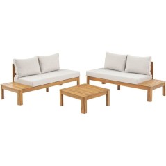 Salon de jardin - SANA - Bois acacia FSC - 1 table basse et 2 canapés