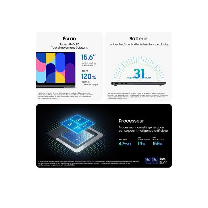PC portable - SAMSUNG - Galaxy Book5 360 - 15,6 - Intel Core Ultra 5 - 16 Go RAM - 512 Go SSD - AZERTY PC portable - SAMSUNG - Galaxy Book5 360 - 15,6 - Intel Core Ultra 5 - 16 Go RAM - 512 Go SSD - AZERTY