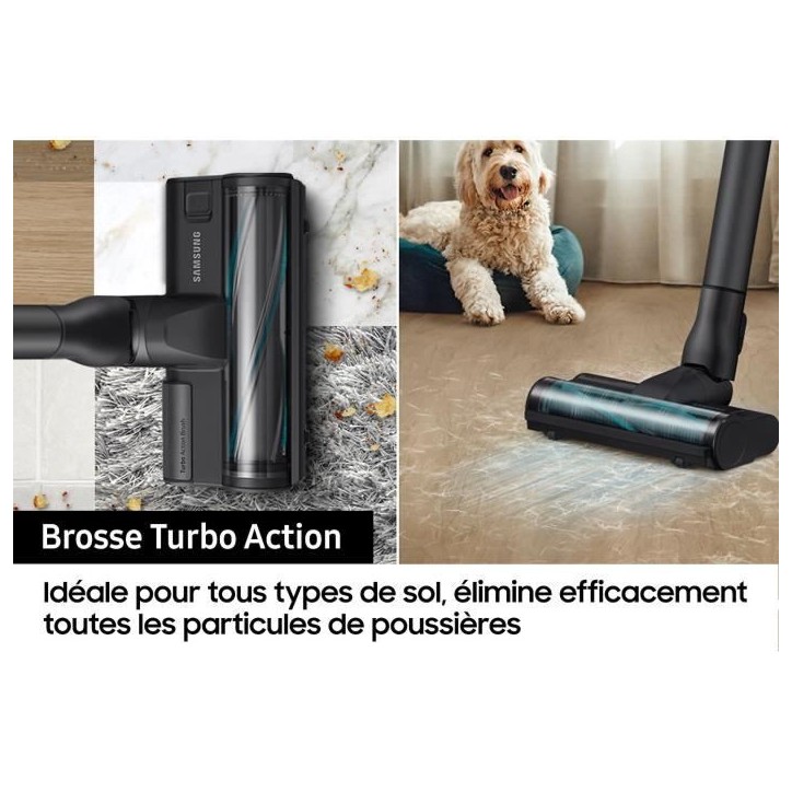 SAMSUNG Jet 75E Turbo - Aspirateur Balai sans Fil - Puissance 200 AW - Brosse Turbo Action SAMSUNG Jet 75E Turbo - Aspirateur Balai sans Fil - Puissance 200 AW - Brosse Turbo Action