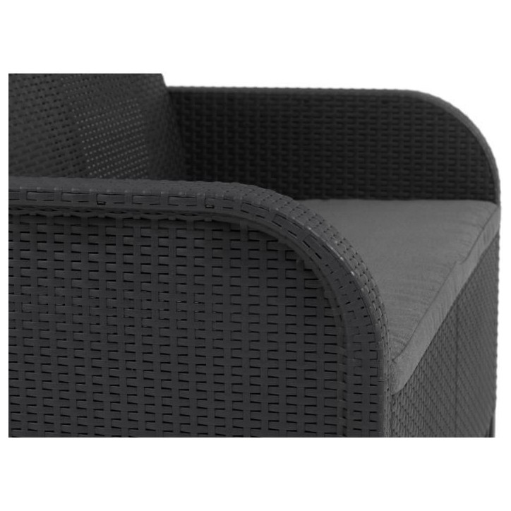 Banquette de jardin - Allibert by KETER - SanRemo - en résine imitation rotin tressé - Gris graphite Banquette de jardin - Allibert by KETER - SanRemo - en résine imitation rotin tressé - Gris graphite