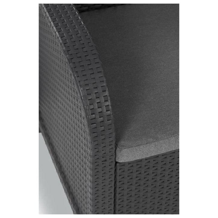 Banquette de jardin - Allibert by KETER - SanRemo - en résine imitation rotin tressé - Gris graphite Banquette de jardin - Allibert by KETER - SanRemo - en résine imitation rotin tressé - Gris graphite