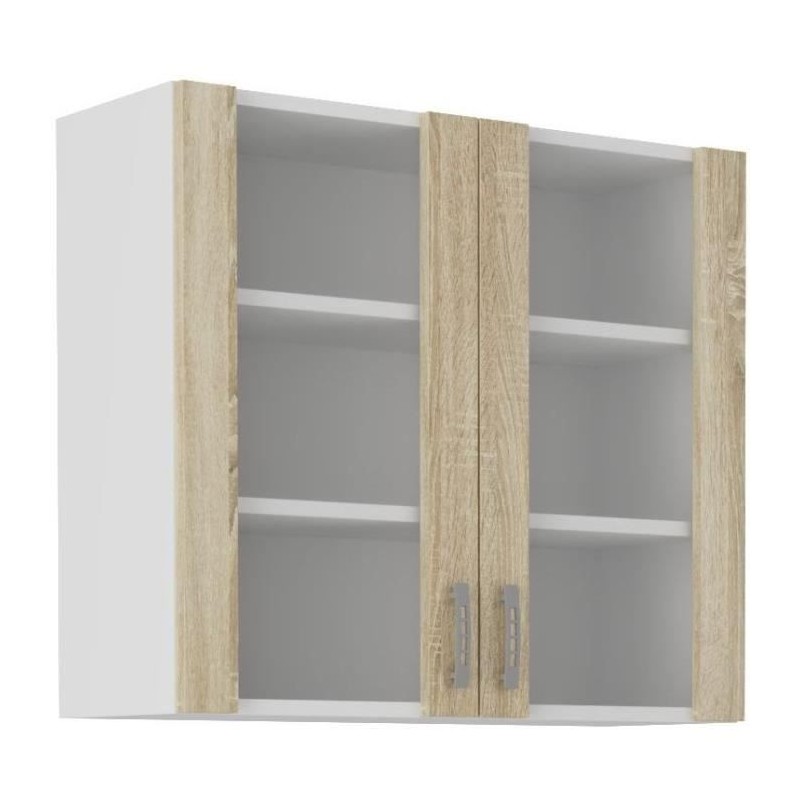 SARA Meuble haut - 2 portes - Décor chene sonoma - L80 x P31 x H71,5