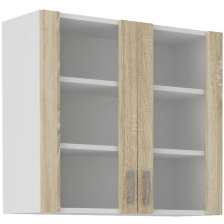SARA Meuble haut - 2 portes - Décor chene sonoma - L80 x P31 x H71,5