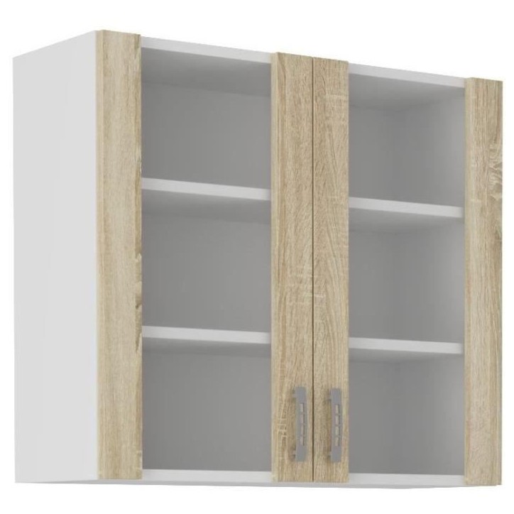 SARA Meuble haut - 2 portes - Décor chene sonoma - L80 x P31 x H71,5 cm SARA Meuble haut - 2 portes - Décor chene sonoma - L80 x P31 x H71,5 cm