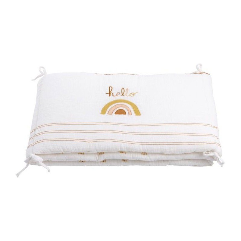 Tour de lit adaptable - SAUTHON - SUNLIGHT - 100 % Coton - Écru motif