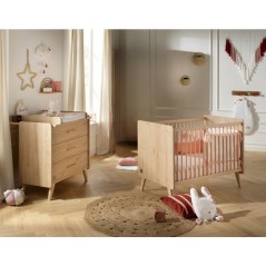 Chambre bébé duo - Lit 120 x 60 cm + Commode 3 tiroirs - Arty - SAUT