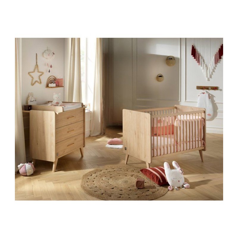 Chambre bébé duo - Lit 120 x 60 cm + Commode 3 tiroirs - Arty - SAUT