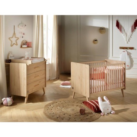 Chambre bébé duo - Lit 120 x 60 cm + Commode 3 tiroirs - Arty - SAUT