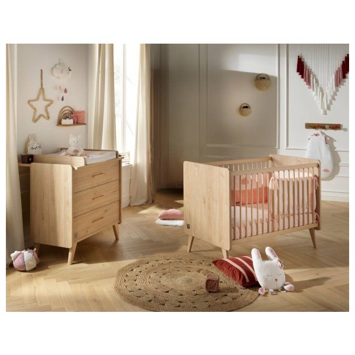 Chambre bébé duo - Lit 120 x 60 cm + Commode 3 tiroirs - Arty - SAUTHON Chambre bébé duo - Lit 120 x 60 cm + Commode 3 tiroirs - Arty - SAUTHON