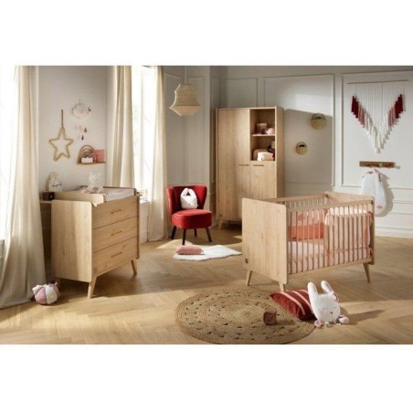 Chambre bébé trio - Lit 120 x 60 cm + Commode 3 tiroir + Armoire Che
