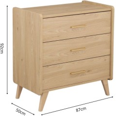 Commode a langer - SAUTHON - Arty - 3 tiroirs - Chene Suave