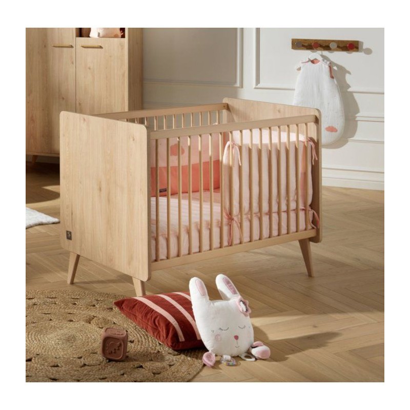 Lit bébé - 120 x 60 cm - Matelas inclus - Arty - Chene Suave/Hetre -