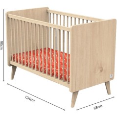Lit bébé - 120 x 60 cm - Matelas inclus - Arty - Chene Suave/Hetre -
