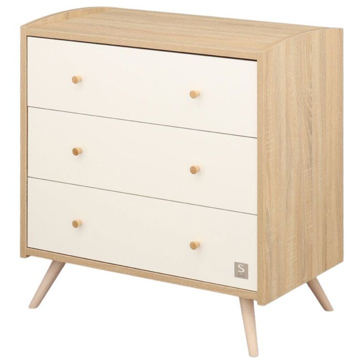 Chambre bébé duo - Lit 120 x 60 cm + Commode 3 tiroirs - Access - Bois chene doré/Blanc - SAUTHON Chambre bébé duo - Lit 120 x 60 cm + Commode 3 tiroirs - Access - Bois chene doré/Blanc - SAUTHON