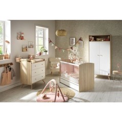 Chambre bébé trio - Lit 120 x 60 cm + Commode 3 tiroirs + Armoire 2