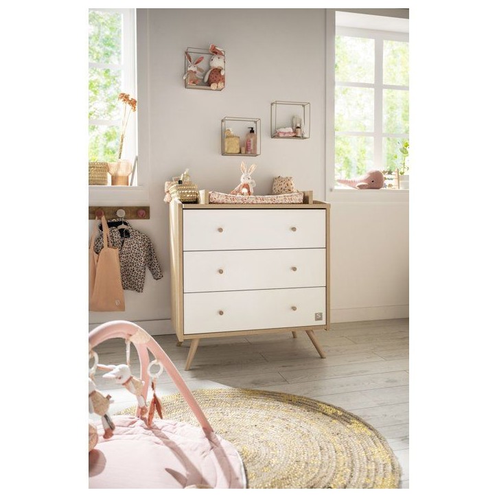 Chambre bébé trio - Lit 120 x 60 cm + Commode 3 tiroirs + Armoire 2 portes - Access - Bois/Blanc - SAUTHON Chambre bébé trio - Lit 120 x 60 cm + Commode 3 tiroirs + Armoire 2 portes - Access - Bois/Blanc - SAUTHON