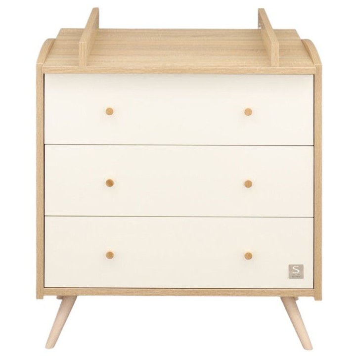 Commode a langer - SAUTHON - Access - 3 tiroirs - Surface a langer de 55,5 x 76 cm - Bois/Blanc Commode a langer - SAUTHON - Access - 3 tiroirs - Surface a langer de 55,5 x 76 cm - Bois/Blanc