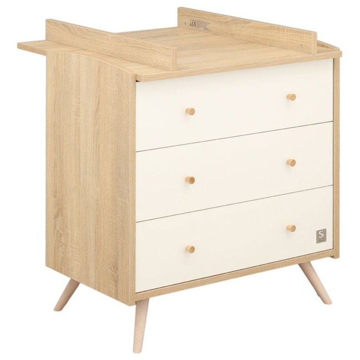 Commode a langer - SAUTHON - Access - 3 tiroirs - Surface a langer de 55,5 x 76 cm - Bois/Blanc Commode a langer - SAUTHON - Access - 3 tiroirs - Surface a langer de 55,5 x 76 cm - Bois/Blanc