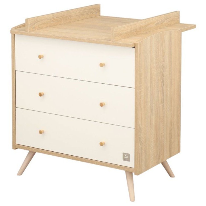 Commode a langer - SAUTHON - Access - 3 tiroirs - Surface a langer de 55,5 x 76 cm - Bois/Blanc Commode a langer - SAUTHON - Access - 3 tiroirs - Surface a langer de 55,5 x 76 cm - Bois/Blanc