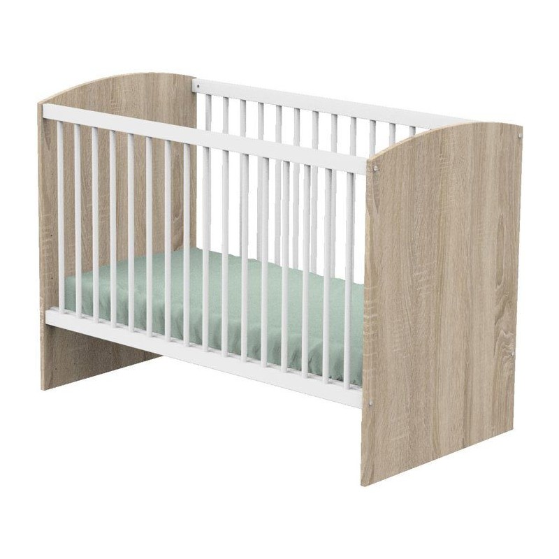 Lit bébé - 120 x 60 cm - Matelas inclus - Access - Bois/Blanc - SAUT