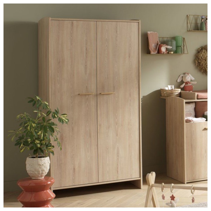 Chambre bébé trio - Lit 120 x 60 cm + Commode + Armoire 2 portes - Adele - Hetre/creme - SAUTHON Chambre bébé trio - Lit 120 x 60 cm + Commode + Armoire 2 portes - Adele - Hetre/creme - SAUTHON