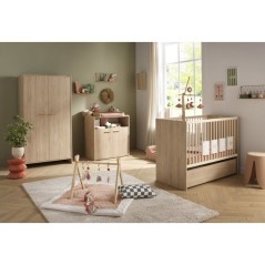Lit bébé évolutif - 120 x 60 cm - Adele - Matelas inclus - Hetre/cr