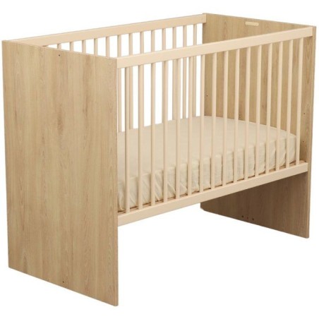 Chambre bébé duo - Lit 120 x 60 cm + Commode 2 portes et une niche - Adele - Hetre/creme- SAUTHON