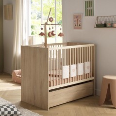 Chambre bébé duo - Lit 120 x 60 cm + Commode 2 portes et une niche -