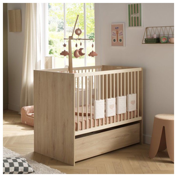 Chambre bébé duo - Lit 120 x 60 cm + Commode 2 portes et une niche - Adele - Hetre/creme- SAUTHON Chambre bébé duo - Lit 120 x 60 cm + Commode 2 portes et une niche - Adele - Hetre/creme- SAUTHON
