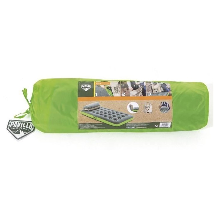 BESTWAY Matelas gonflable camping Pavillo - 1 place Roll & Relax - 188 x 99 x 22 cm - Avec sac de gonflage