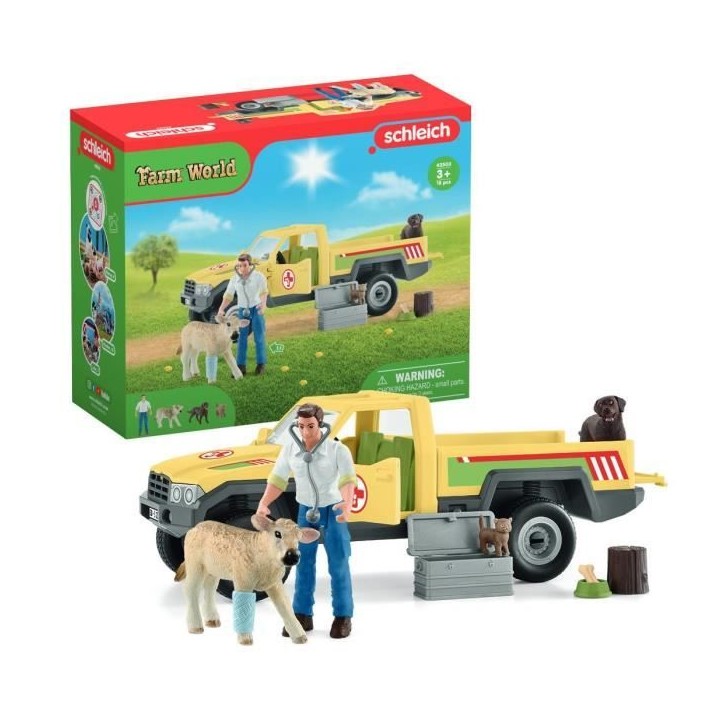 Coffret Visite du Vétérinaire a la ferme 12 Pieces - Avec Animaux de la Ferme, Véhicule et Vétérinaire - SCHLEICH - 42503 F Coffret Visite du Vétérinaire a la ferme 12 Pieces - Avec Animaux de la Ferme, Véhicule et Vétérinaire - SCHLEICH - 42503 F