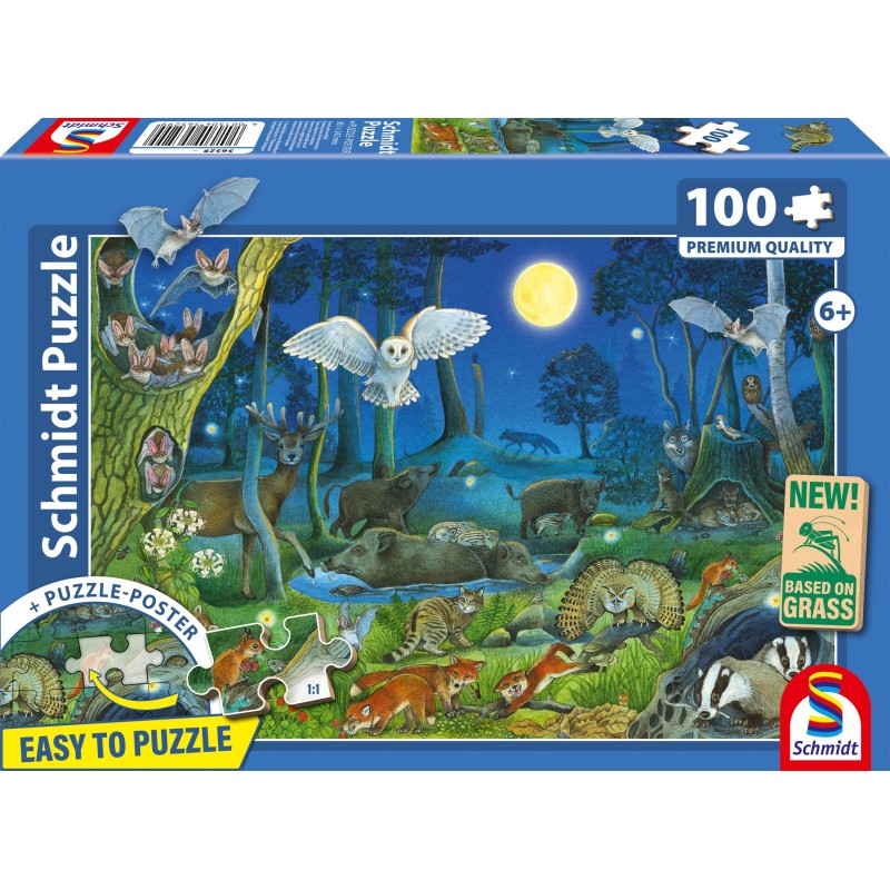 Puzzle - SCHMIDT SPIELE - Animaux dans la foret nocturne - 100 pieces